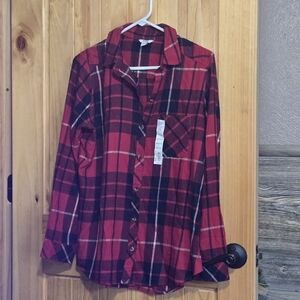 Sonoma Red and Black Plaid Button Down Shirt